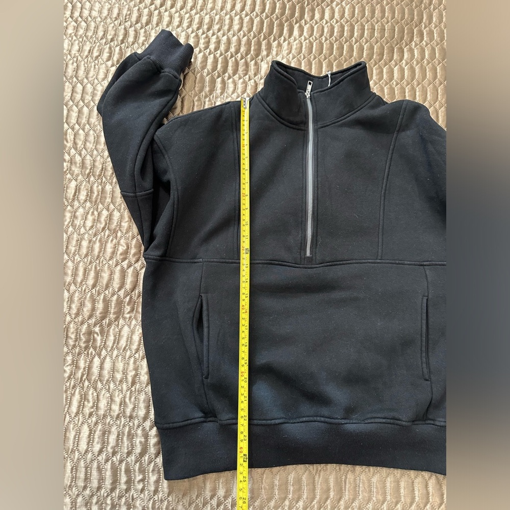 AUTOMET Womens Sweatshirt Black Half Zip Cropped Pullover Fleece Size Medium - Picture 9 of 10